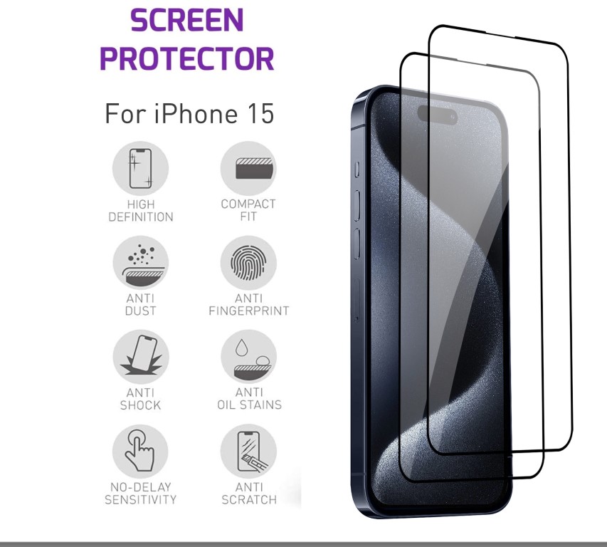 4a. iphone 15 tempered glass screen protector